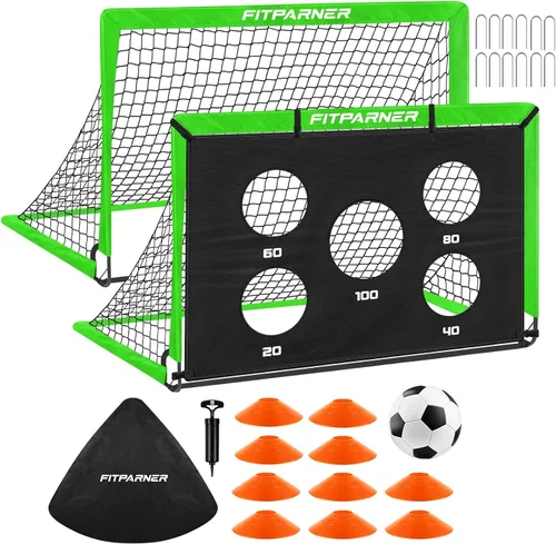 Miniatura 13 de Portería de fútbol, portería de fútbol para niños en el patio trasero, 2 unidades, redes de fútbol portátiles de 4 x 3/6 x 4 pies con objetivo