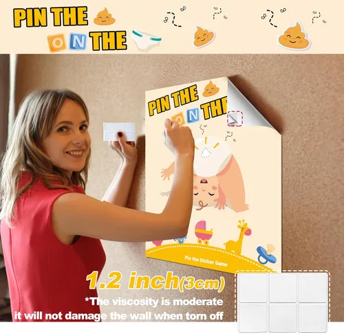 Miniatura 6 de Juegos de baby shower, recuerdos de fiesta, pin the sticker en el pañal, divertidos juegos de baby shower para adultos, decoraciones de baby shower
