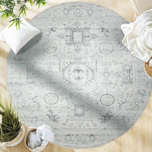 GLN Rugs Traditional Collection - Alfombra de felpilla lavable a máquina, tradicional, antideslizante, alfombra de felpilla de pelo bajo, para sala