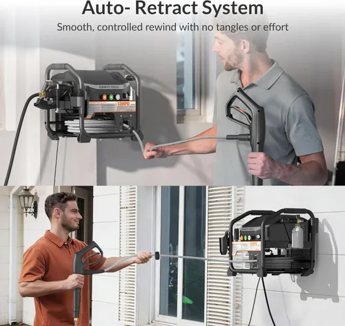 Miniatura 5 de Giraffe Tools Crossfalls - Lavadora a presión retráctil máxima, 3000 PSI, 1.45 GPM, motor de inducción de 1800 W, lavadora de energía eléctrica