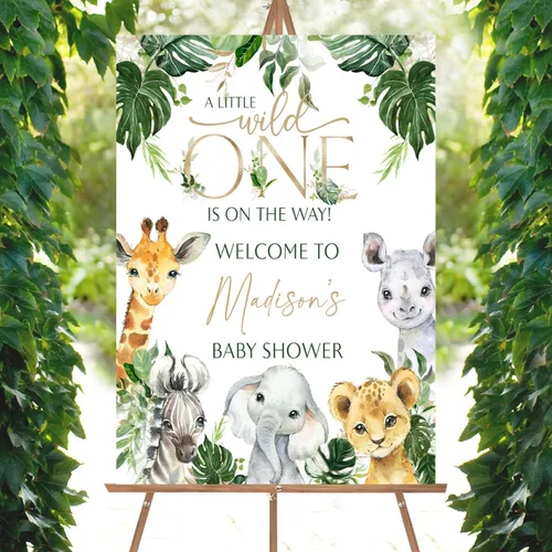 Miniatura 18 de Letrero personalizado de flores silvestres para baby shower, letrero de bienvenida para baby shower, decoración de fiesta de plástico con estacas