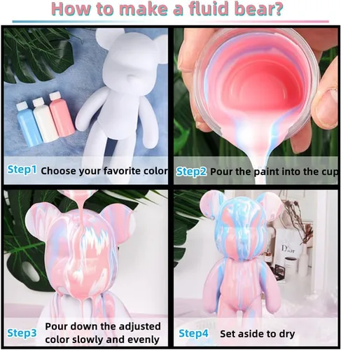 Miniatura 5 de HANDA - Juego de pintura de oso de peluche fluido para bricolaje, decoración creativa para el hogar, figura de muñeca hecha a mano, juguetes