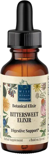 Wise Woman Herbals Elixir agridulce, tónico amargo digestivo a base de hierbas, estimula el apetito y la digestión saludable, alivia la hinchazón,