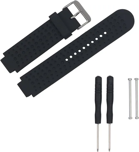 Correa de silicona para reloj de repuesto para Garmin Forerunner 220 230 235 630 620 735 Reloj con pines y herramientas (negro)