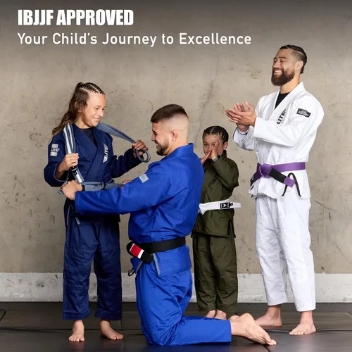 Miniatura 6 de Elite Sports Kids BJJ GI - Kimono brasileño Jiujitsu Gi con tela preencogida y cinturón, para niños y jóvenes, aprobado por la IBJJF