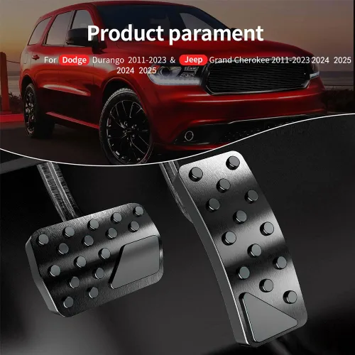 Miniatura 5 de Funda de pedal de aleación de aluminio para Jeep Grand Cherokee 2011-2024 2025 Dodge Durango 2011-2024 2025 Sin perforación Fundas de pedal de freno