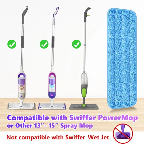 Miniatura 2 de 6 paquetes de almohadillas reutilizables para fregona compatibles con Swiffer PowerMop, almohadillas de microfibra para suelos de madera, repuestos