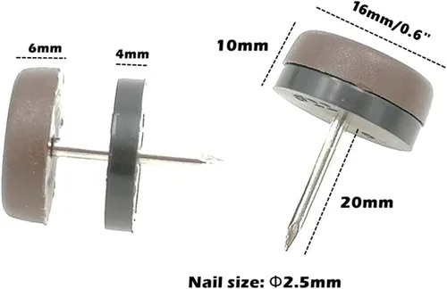 Miniatura 2 de ALIMITOPIA 40 piezas de almohadillas deslizantes para muebles, de nylon engrosado, con clavo, para patas de madera de sillas, mesas y sofás