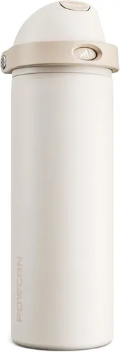 Miniatura 38 de POWCAN - Botella de agua aislada, 24 oz, tapa 2 en 1, boquilla de botón, popote abatible, a prueba de fugas, acero inoxidable, para portavasos