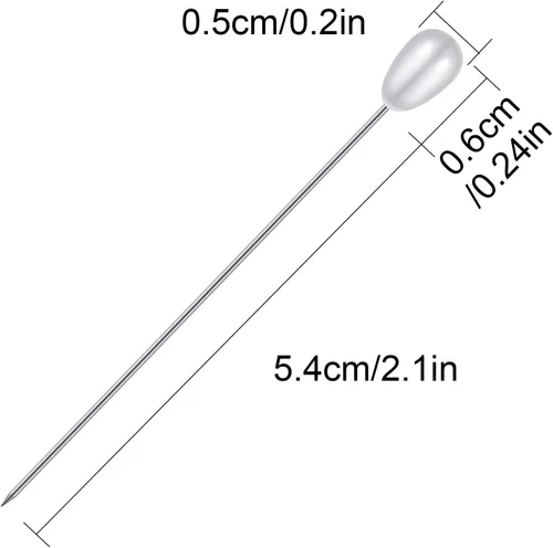Miniatura 3 de Alfileres de ramillete con forma de lágrima y perlas, para ramo de boda, cabeza recta blanca para manualidades, joyería, costura, decoración