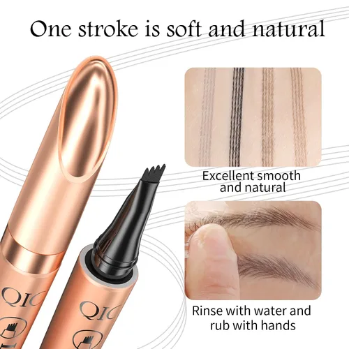 Miniatura 3 de Pluma microblading de cejas negra impermeable – Pluma de cejas de cuatro puntos para cejas de aspecto natural, de larga duración y a prueba