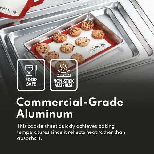 Miniatura 4 de New Star Foodservice Bandeja comercial de aluminio calibre 18 y alfombrilla de silicona para hornear (13 x 18 pulgadas (tamaño medio))