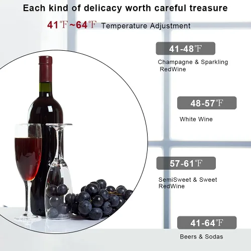 Miniatura 6 de Winado Refrigerador de vino con compresor de 28 botellas con temperatura ajustable, mini refrigerador de vino compacto independiente con control