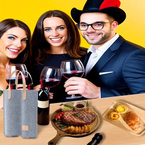 Miniatura 7 de Bolsas de vino Daphilly, 2 piezas 2 botellas de fieltro de alta calidad para regalo de vino para cumpleaños, Navidad, baby shower, boda, graduación