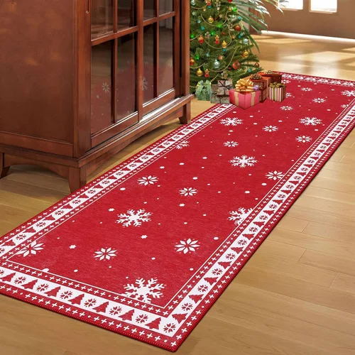 Miniatura 2 de Alfombra de pasillo de 2 x 6 pies, alfombra roja lavable, antideslizante, alfombra para interiores, para pasillo, entrada, lavandería, cocina, baño
