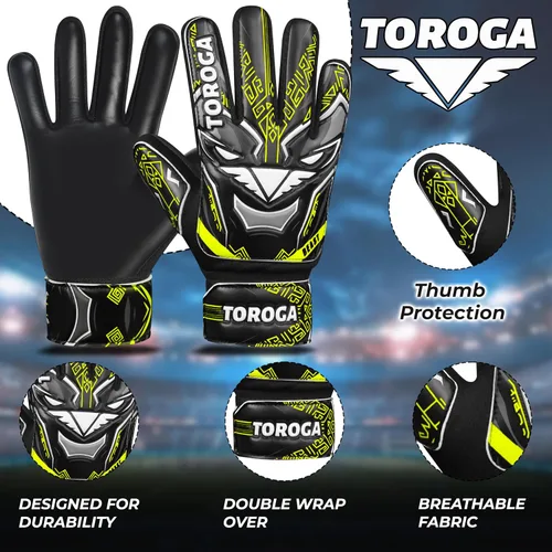 Miniatura 3 de Guantes de portero para niños y jóvenes, guantes de portero de fútbol, agarre de látex fuerte, soporte de muñeca doble y malla transpirable, guantes