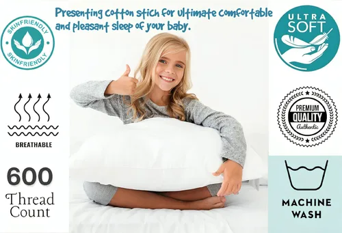 Miniatura 5 de COTTON STICH™ Juego de 2 fundas de almohada para niños pequeños de 12 x 16 pulgadas, 100% algodón de 600 hilos, fundas de almohada suaves y Gris