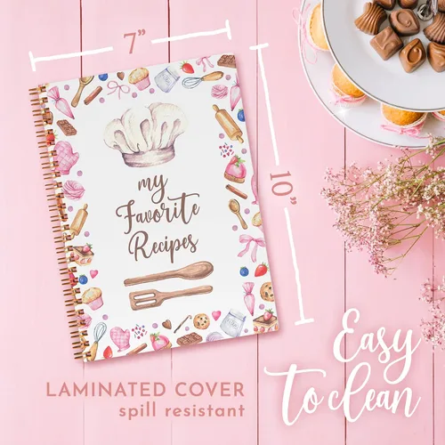 Miniatura 3 de Libro de recetas para escribir en tus propias recetas Libro de cocina en blanco de 7 x 10 pulgadas Diario de recetas familiar de tapa dura