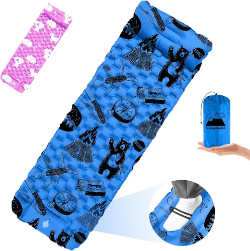 Colchoneta inflable para niños, niños pequeños y jóvenes. Colchón de aire con bomba integrada, tapete de dormir ultraligero de 5 pies 5 pulgadas con