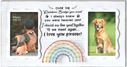 Miniatura 9 de EXQUIDECA Marco de Fotos Conmemorativo para Perros de 3.5 x 5 Pulgadas en Forma de Hueso Doble - Regalo de Condolencias por Fallecimiento de Mascota