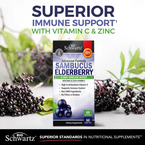 Miniatura 6 de Cápsulas de saúco con zinc y vitamina C para adultos, vitaminas de apoyo inmunológico para mujeres y hombres, Sambucus negro, vitamina C y zinc