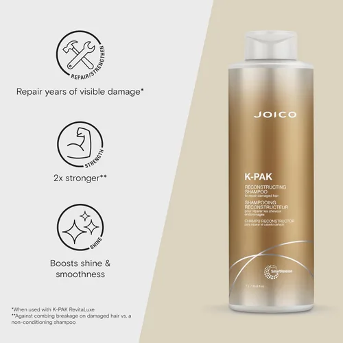 Miniatura 3 de Joico K-PAK - Champú reconstructor diario Para cabello dañado Repara daños y previene roturas Doble fuerza del cabello Aumenta el brillo