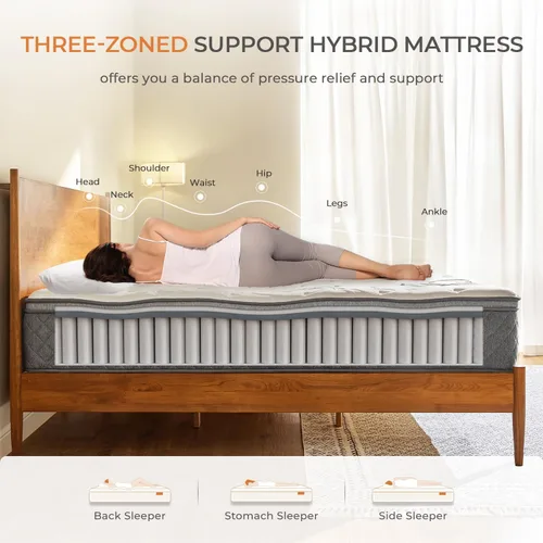 Miniatura 2 de Sweetnight Colchón King – Colchón híbrido tamaño King de 12 pulgadas, colchón de cama King con bobinas en bolsillos para un sueño cómodo y un apoyo