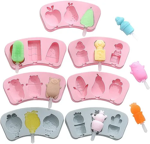 Juego de 7 moldes de silicona para paletas que incluye 7 moldes de silicona, 7 tapas y 7 varillas reutilizables, crea 21 heladas/paletas para niños,