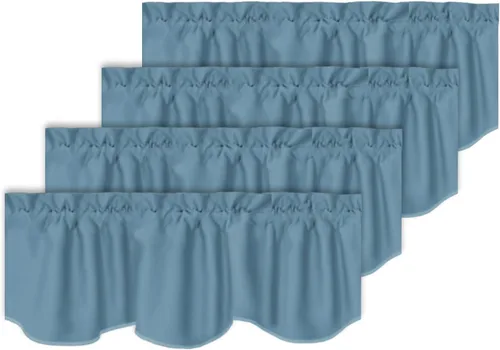 Miniatura 7 de Turquoize - Cenefa opaca para ventanas de cocina/baño/sala de estar/dormitorio con aislamiento térmico, cenefa festoneada con bolsillo para Aqua