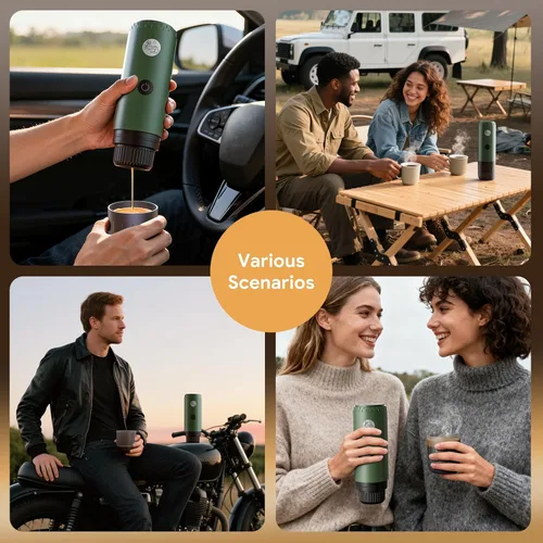 Miniatura 3 de RECAFIMIL Máquina de Espresso Eléctrica Portátil, Cafetera de Viaje para Camping, Cafetera de Auto con Autocalentamiento con USB-C, Con Café Molido