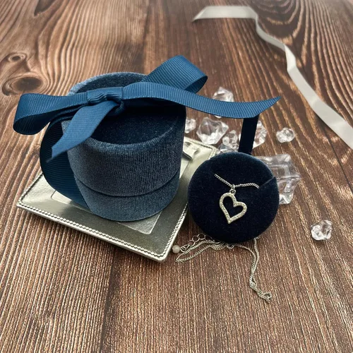 Miniatura 6 de Beatilog Caja de regalo pequeña para collares, estuche con colgante de terciopelo, portátil, redondo, para almacenamiento de joyas con elegante lazo