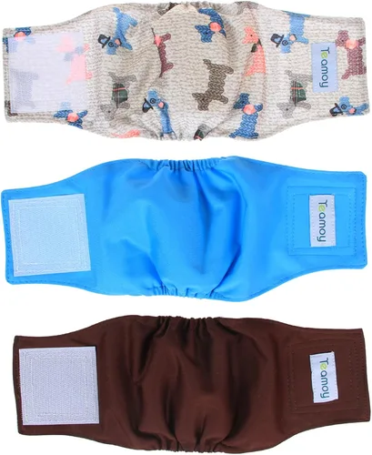 Miniatura 30 de Teamoy Pañales reutilizables para perros machos, bandas lavables para el vientre para cachorros, paquete de 3