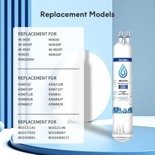 Miniatura 7 de BELVITA Compatible con filtro de agua para refrigerador 4396841, EDR3RXD1, KAD3RXD1, WHR3RXD1, 4396841, 4396710, Filter 3, 46-9083,46-9030, 9030