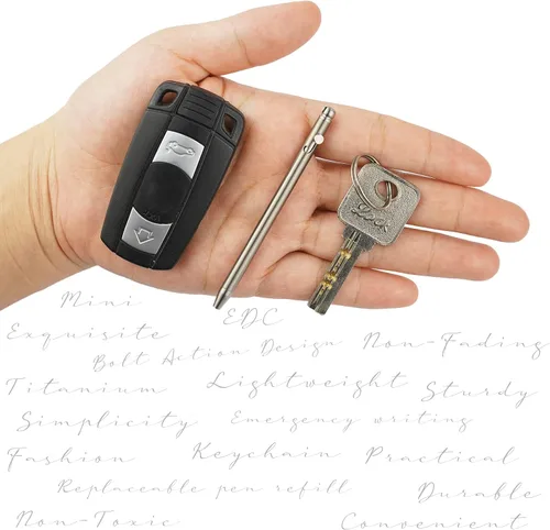 Miniatura 2 de Mini bolígrafo, bolígrafo EDC de titanio no tóxico con llavero, bolígrafo pequeño compacto y elegante