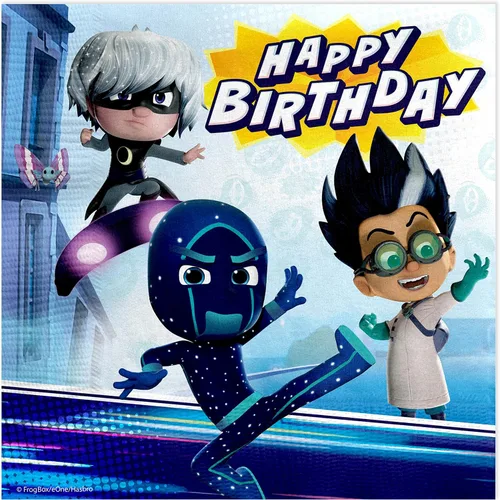 Miniatura 2 de Treasures Gifted Servilletas de PJ Masks con licencia oficial, paquete de 16 – Suministros de fiesta de PJ Masks – Suministros para fiesta