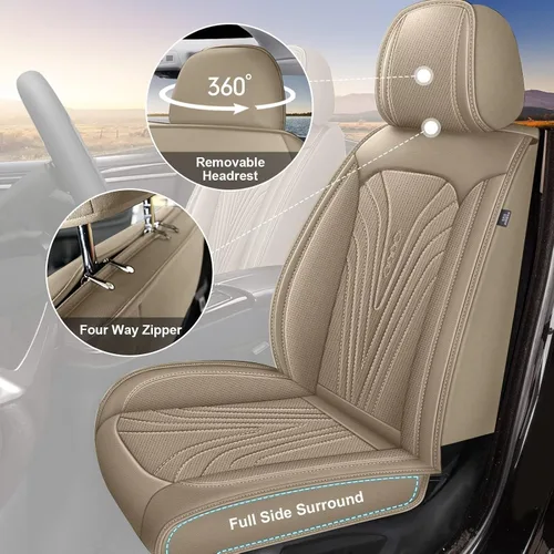 Miniatura 2 de DISUTOGO 2 Fundas para Asientos Delanteros Compatibles con Hyundai Tucson 2010-2024 2025 2026: Fundas de Asiento de Coche de Cuero Impermeables