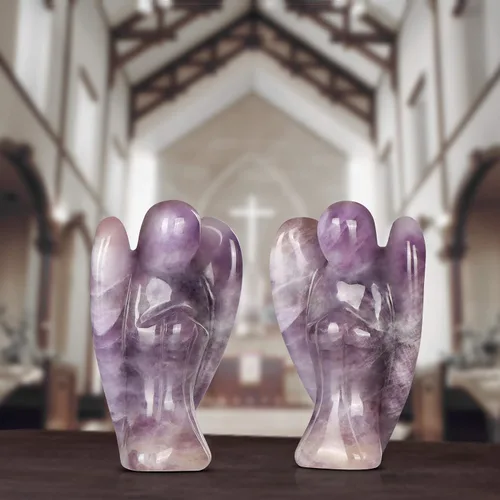 Miniatura 4 de Artistone Estatuas y figuras de ángel de cristal de amatista, bolsillo de gemas talladas, piedra curativa de ángel de la guarda, regalos