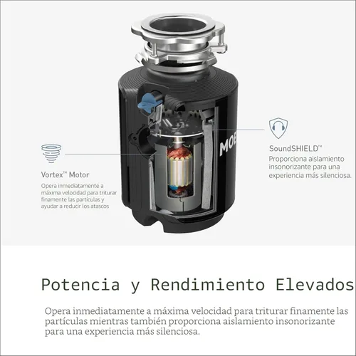 Miniatura 7 de Moen Prep Series PRO GXP50C - Triturador de basura compacto de alimentación continua para fregadero de cocina con cable de alimentación