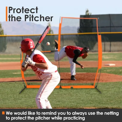 Miniatura 6 de Pantalla de béisbol en L para jaula de bateo, accesorio de pelota de entrenamiento ligero, protección de jarra de 7 x 7 pies, red protectora de red