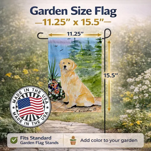Miniatura 2 de Caroline's Treasures SS8758GF - Bandera decorativa para jardín con diseño de Golden Retriever para jardín, jardín, jardín, multicolor, diseño