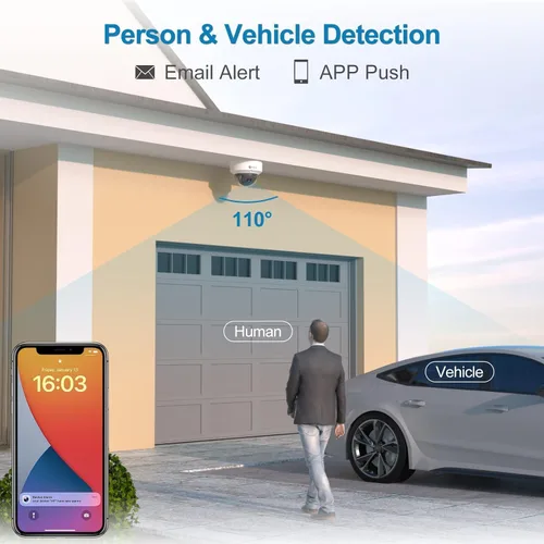Miniatura 2 de Anpviz Sistema de cámara de seguridad PoE de 8 canales de 6 MP, cámara domo IP PoE con cable de 8 x 6 MP con detección inteligente de vehículos