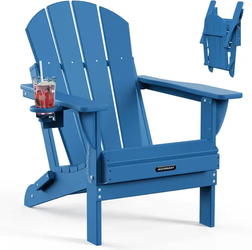 MUCHENGHY Sillas Adirondack plegables HDPE resistentes a la intemperie, sillas para fogata de patio, silla exterior resistente, sillas de césped,