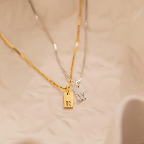 Miniatura 5 de SELFROSE Collares con iniciales para mujer, delicado collar con letra de oro de 14 quilates, chapado en oro de 14 quilates, collar con inicial