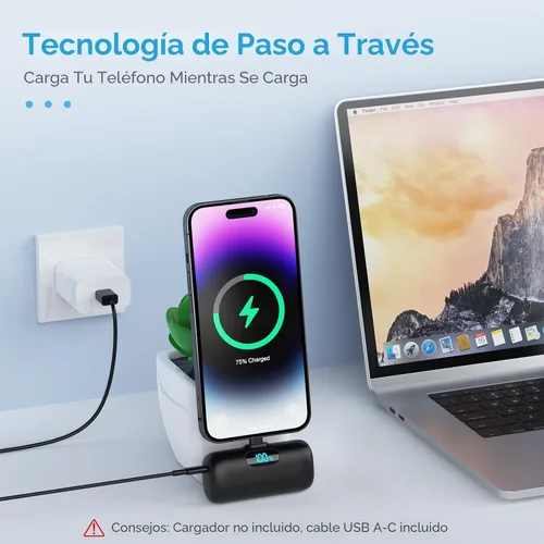 Miniatura 2 de Cargador portátil pequeño para iPhone 14/13,5000mAh PD cargador de carga rápida, mini batería portátil cargador de teléfono esencial de viaje