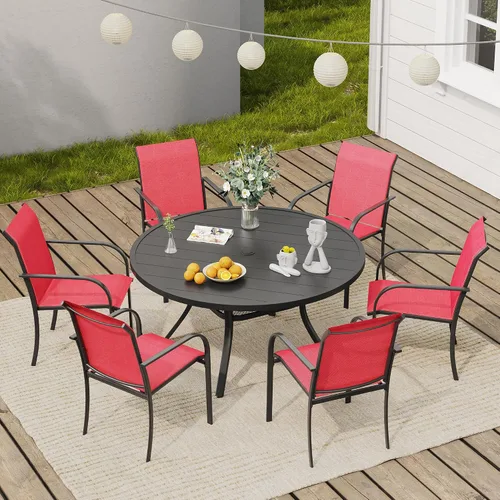 Miniatura 20 de VICLLAX Juego de 2 sillas de patio pequeñas para exteriores, juego de sillas apilables para patio y mesa de comedor cuadrada para porche delantero