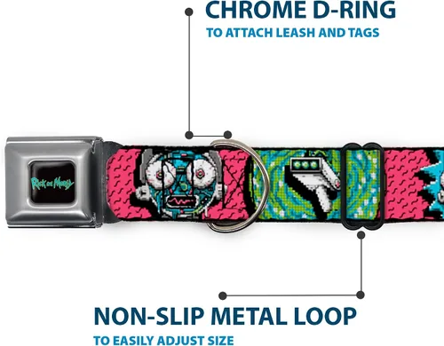 Miniatura 5 de Buckle-Down Collar de perro Hebilla de cinturón de seguridad Rick y Morty Circuito enfrenta Portal Gun 9 a 15 pulgadas 1.0 pulgadas de ancho