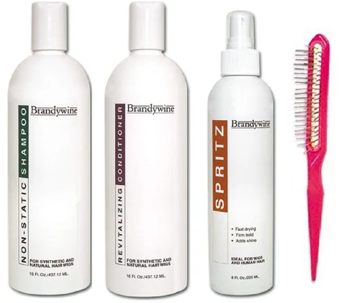 Miniatura 2 de Brandywine Productos para el cuidado del cabello sintético y humano (champú de 8 onzas, spray de cond. y peluca)