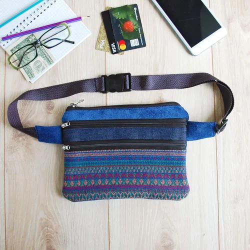 Miniatura 2 de Riñonera de bolsillo bohemio, riñonera para mujeres y hombres, bolsa de cinturón de viaje para festivales, monedero para teléfono celular