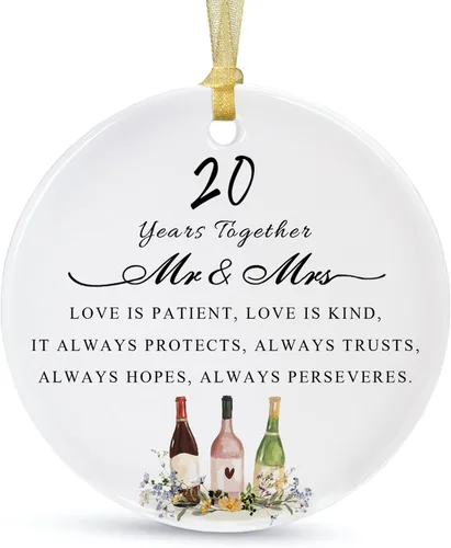 Miniatura 9 de Adorno de Navidad de aniversario de 10 años 2026, décimo para parejas, adorno de cerámica de diez años casados para decorar bodas en el hogar