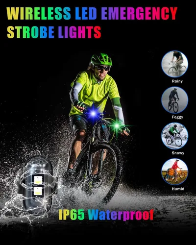 Miniatura 7 de Luces estroboscópicas LED inalámbricas con control remoto, luces de advertencia anticolisión recargables por USB, impermeables, luces LED